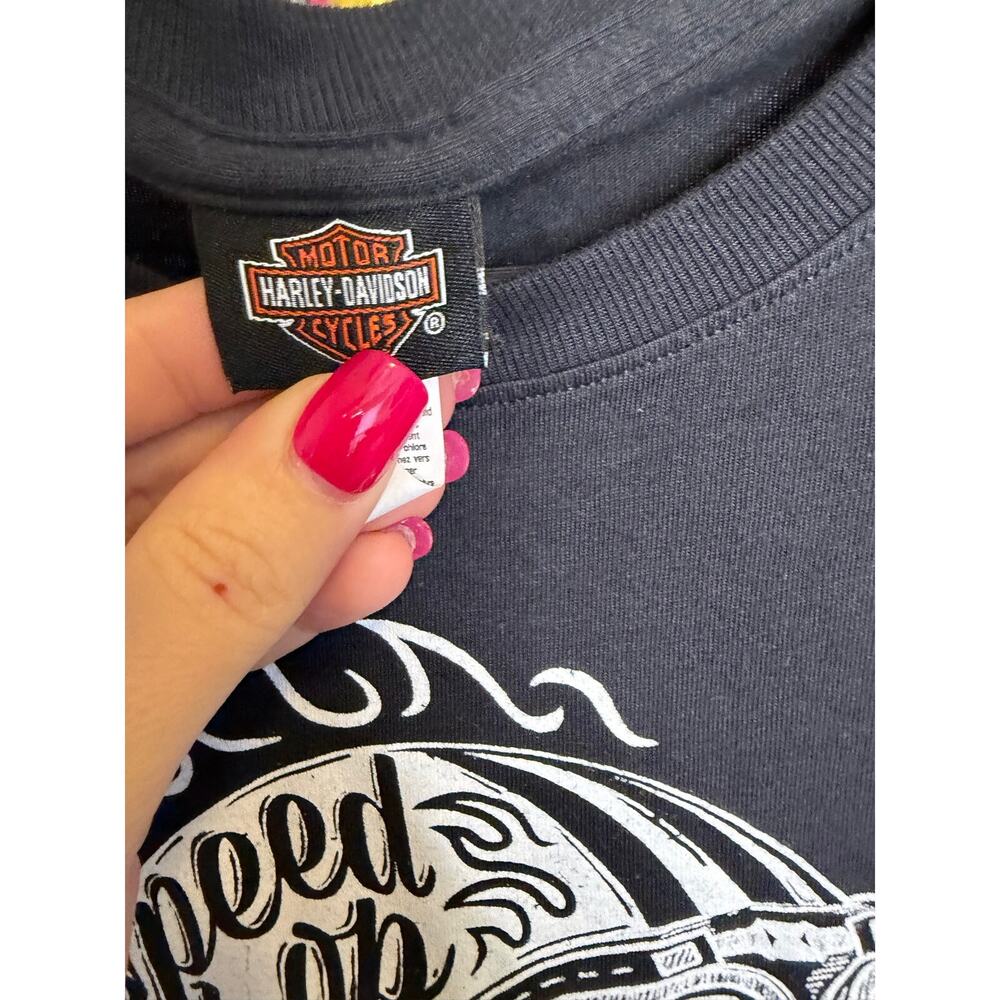 black Harley-Davidson T-shirt features a "Speed Shop" graphic - Picture 4 of 5